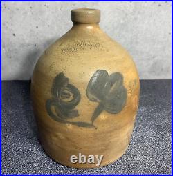 Extremely Rare Antique Stoneware Crock Handled Jug Darrow & Sons Baldwinville