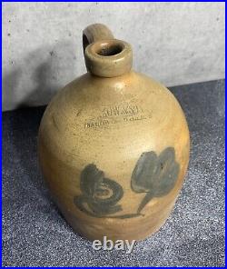 Extremely Rare Antique Stoneware Crock Handled Jug Darrow & Sons Baldwinville