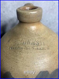 Extremely Rare Antique Stoneware Crock Handled Jug Darrow & Sons Baldwinville