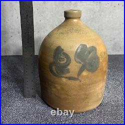 Extremely Rare Antique Stoneware Crock Handled Jug Darrow & Sons Baldwinville