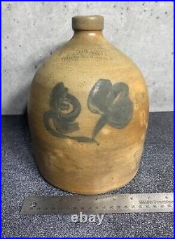 Extremely Rare Antique Stoneware Crock Handled Jug Darrow & Sons Baldwinville