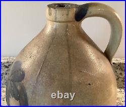 F. H. Cowden 1 Gallon Primitive Salt Glaze Stoneware Jug