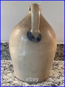 F. H. Cowden 1 Gallon Primitive Salt Glaze Stoneware Jug