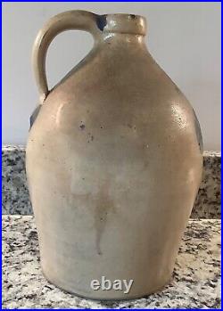 F. H. Cowden 1 Gallon Primitive Salt Glaze Stoneware Jug