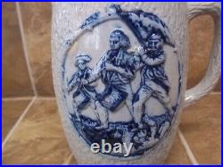 Flemish Ware Ben Franklin Blue Grey Stoneware Pottery Pitcher