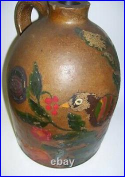 Folk Art Stoneware Jug Antique Primitive