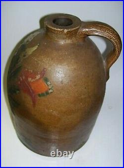 Folk Art Stoneware Jug Antique Primitive