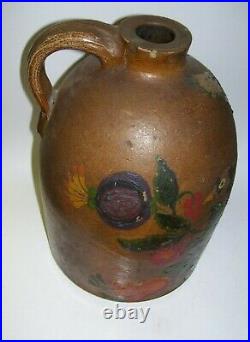 Folk Art Stoneware Jug Antique Primitive