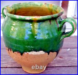 French 19th C Pot À Confit Mustard Yellow Glaze Stoneware Ceramic Pottery