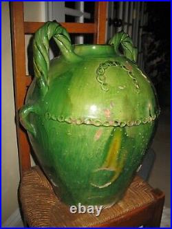 French Antique Earthenware Pottery Glazed Confit Glazed Ceramic Primitive Cruche