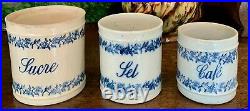 French Antique Pot Canisters Confit French Stoneware Kitchen Glazed Pottery