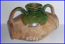 French Antique Pottery Ceramic Stoneware Art Confit Antique Green Pitcher