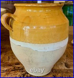 French Antique Pottery Confit Pot Vessel Earthenware Glazed Stoneware Faience