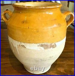 French Antique Pottery Confit Pot Vessel Earthenware Glazed Stoneware Faience