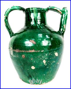 French Antique Redware Jaspe Confit Art Pottery Orjol Stoneware Pitcher