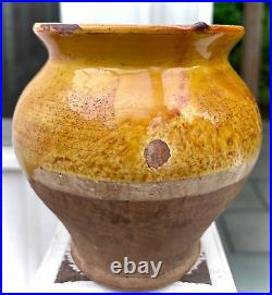French Antique Terracotta Confit Pot Stoneware Glaze Earthenware Art Pottery