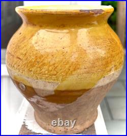 French Antique Terracotta Confit Pot Stoneware Glaze Earthenware Art Pottery
