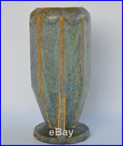 French Art Deco Pottery Crystalline Stoneware Blue Vase, Pierrefonds