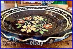 French Confit Stoneware Terracotta Glazed Antique Pottery Slipware Dish Plate