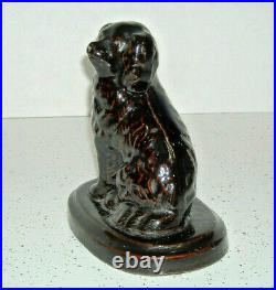 GALESBURG ILLINOIS Brown Albany Slip Glazed Figural Dog Stoneware Spaniel ILL