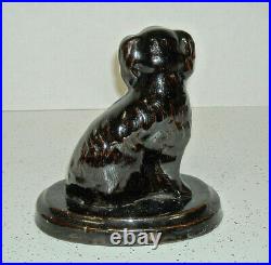 GALESBURG ILLINOIS Brown Albany Slip Glazed Figural Dog Stoneware Spaniel ILL