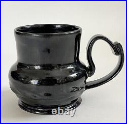 George Ohr Style Crimped Coffee Mug Micro Crystalline Black Glaze Sam Lopez