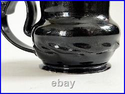 George Ohr Style Crimped Coffee Mug Micro Crystalline Black Glaze Sam Lopez