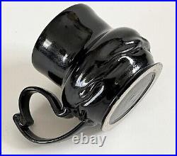 George Ohr Style Crimped Coffee Mug Micro Crystalline Black Glaze Sam Lopez