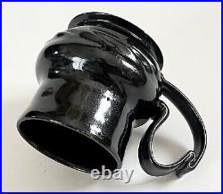 George Ohr Style Crimped Coffee Mug Micro Crystalline Black Glaze Sam Lopez