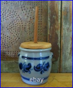 German Westerwald Salt Glaze Pottery Stoneware Butter Churn Blue Table Top Size