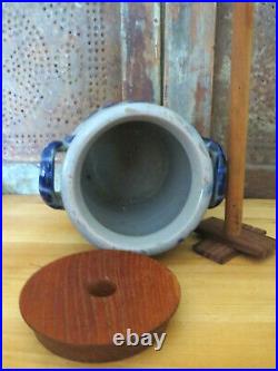 German Westerwald Salt Glaze Stoneware Pottery Stoneware Butter Churn Blue swirl