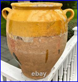 Giant French Antique Ironstone Confit Pot Stoneware Glaze Ceramic Art Pottery