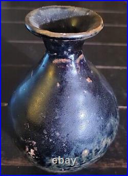 Glazed Stoneware Tokkuri Bottle Vase 7 inch 19TH C EDO Old Japan Antique