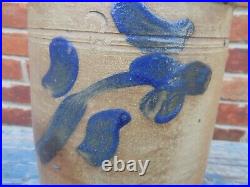 Good 19th Cen Stoneware Jar With Cobalt Floral Decoration