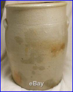 Great Antique 4 Gallon Early American Stoneware Crock With Cobalt Flower