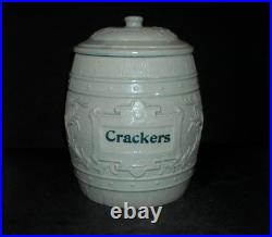 Grey Flemish Ware CRACKERS Canister withLid Robinson Clay Akron OH Stoneware RCPC