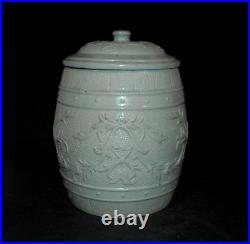 Grey Flemish Ware CRACKERS Canister withLid Robinson Clay Akron OH Stoneware RCPC