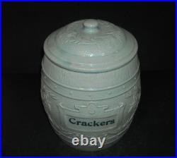 Grey Flemish Ware CRACKERS Canister withLid Robinson Clay Akron OH Stoneware RCPC