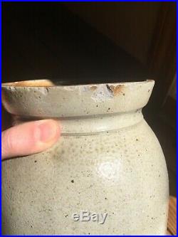 HTF Antique One Gallon NY Bird Decorated Stoneware Crock Jar Whites, NICE