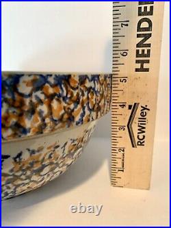 HTF Antique Western Stoneware Co. 11 Bowl Spongeware Pottery Blue Rust Monmouth
