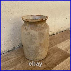Handmade Glazed Beige Antique French Confit Pot Medium Stoneware 16032110