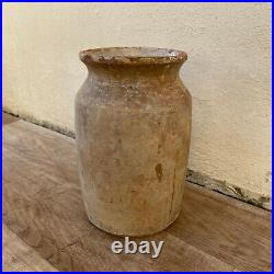 Handmade Glazed Beige Antique French Confit Pot Medium Stoneware 16032110