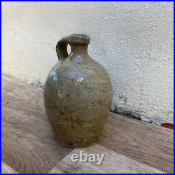 Handmade Glazed Beige Antique French Stoneware Jug Pitcher 3001215