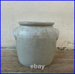Handmade Glazed Beige Grey Antique French Confit Pot Large Stoneware 7 04042127
