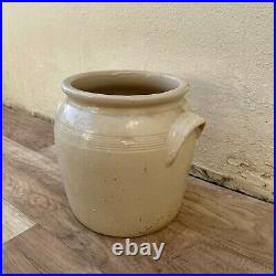 Handmade Glazed Beige Grey Antique French Confit Pot Large Stoneware 7 18042114