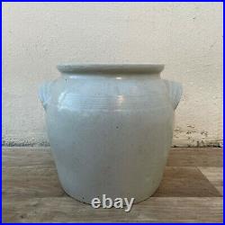 Handmade Glazed Grey Antique French Confit Pot Large Stoneware 04042125