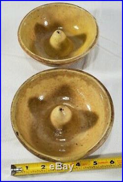 Handmade Yellow Stoneware Antique Pudding Molds (2)