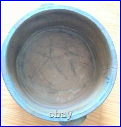 Henry Myers Baltimore MD Stoneware Cake Crock as is Rare Blue Decorated Signed