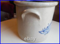 Highly decorated antique 2 G. Troy NY Pottery CO. Stoneware Crock