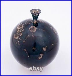 Isak Isaksson Blue Stoneware Vase With Crystal Glaze Sweden